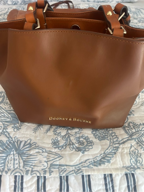 Dooney & Bourke Handbags - Dooney & Bourke Cognac Brown Leather Tote with Gold Accent
